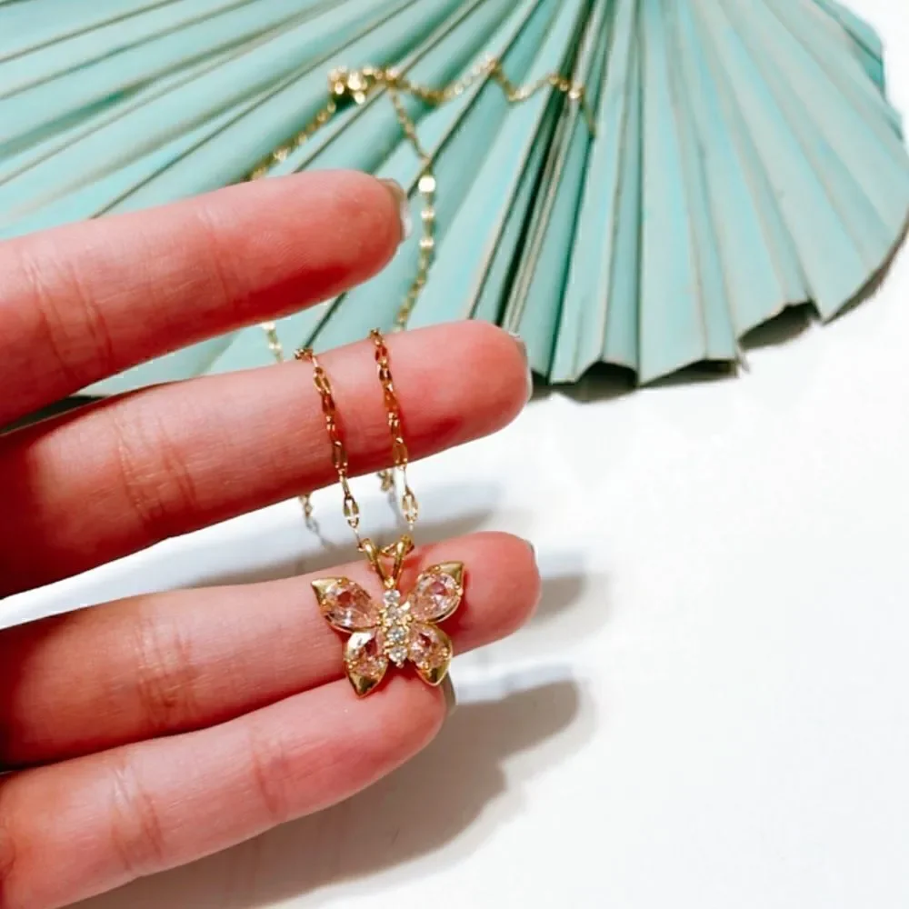 Diamond butterfly  necklace  S222